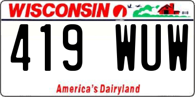 WI license plate 419WUW