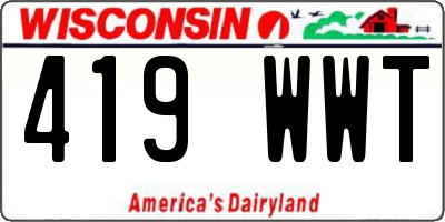 WI license plate 419WWT