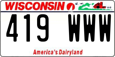 WI license plate 419WWW