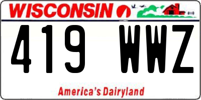 WI license plate 419WWZ