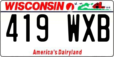 WI license plate 419WXB