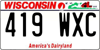 WI license plate 419WXC