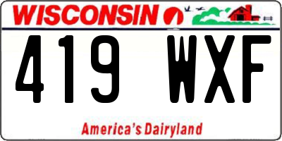 WI license plate 419WXF