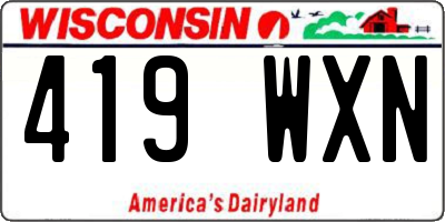 WI license plate 419WXN
