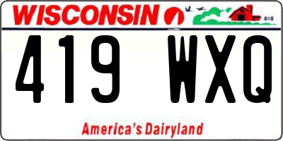 WI license plate 419WXQ