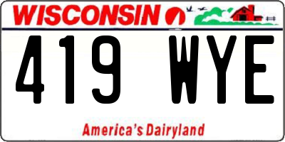 WI license plate 419WYE