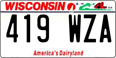 WI license plate 419WZA