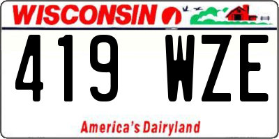 WI license plate 419WZE