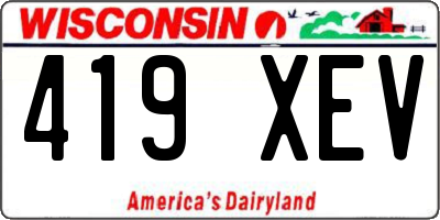WI license plate 419XEV