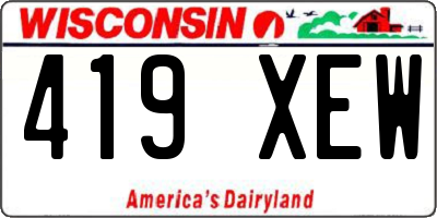 WI license plate 419XEW