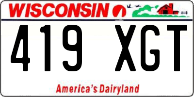 WI license plate 419XGT
