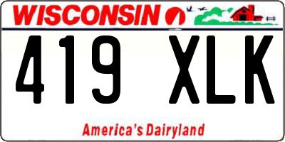 WI license plate 419XLK