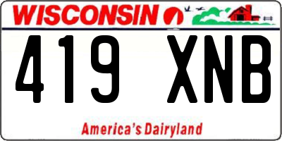 WI license plate 419XNB