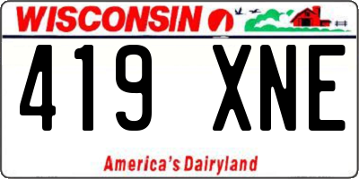 WI license plate 419XNE