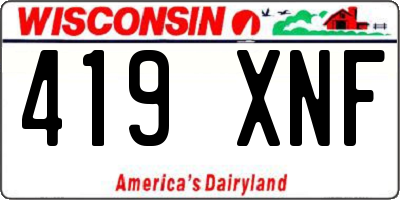 WI license plate 419XNF