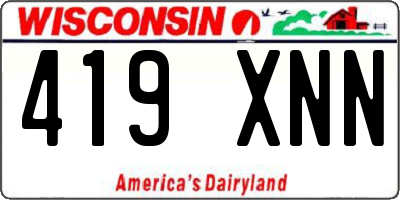 WI license plate 419XNN