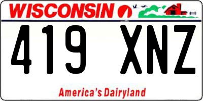 WI license plate 419XNZ