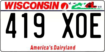 WI license plate 419XOE
