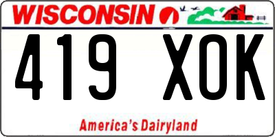 WI license plate 419XOK