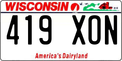 WI license plate 419XON