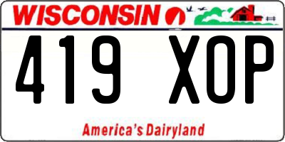 WI license plate 419XOP