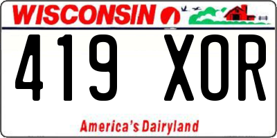 WI license plate 419XOR