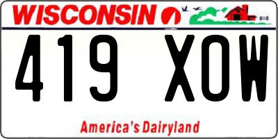 WI license plate 419XOW