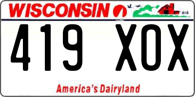 WI license plate 419XOX