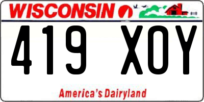 WI license plate 419XOY