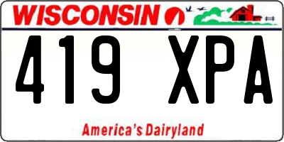 WI license plate 419XPA