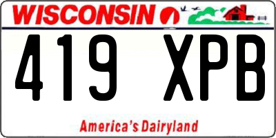WI license plate 419XPB