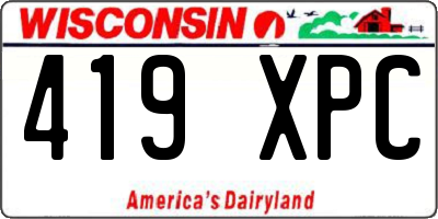 WI license plate 419XPC