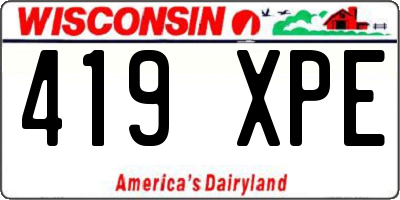 WI license plate 419XPE