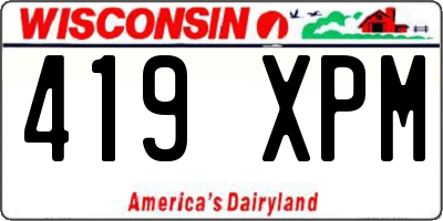 WI license plate 419XPM