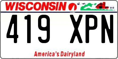 WI license plate 419XPN