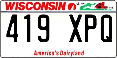 WI license plate 419XPQ