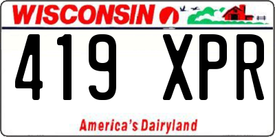 WI license plate 419XPR