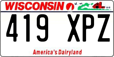 WI license plate 419XPZ