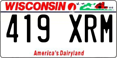 WI license plate 419XRM