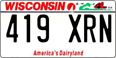 WI license plate 419XRN