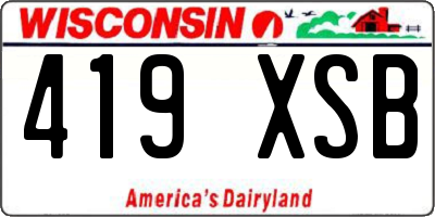 WI license plate 419XSB