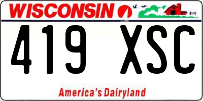 WI license plate 419XSC