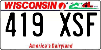 WI license plate 419XSF