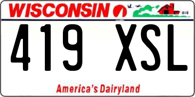 WI license plate 419XSL