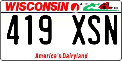 WI license plate 419XSN