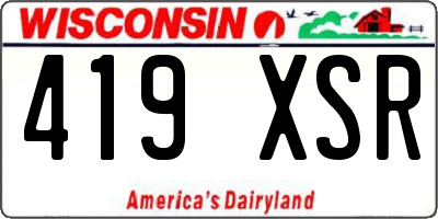 WI license plate 419XSR