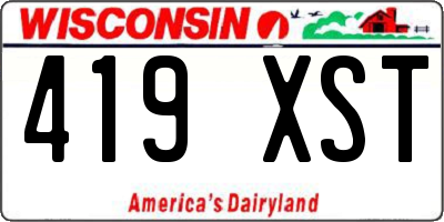 WI license plate 419XST