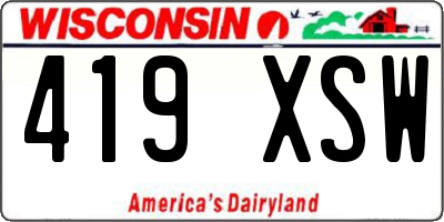 WI license plate 419XSW
