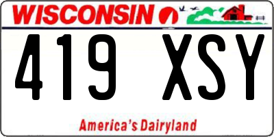 WI license plate 419XSY
