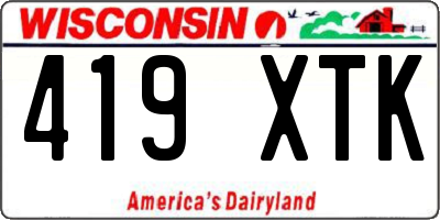 WI license plate 419XTK